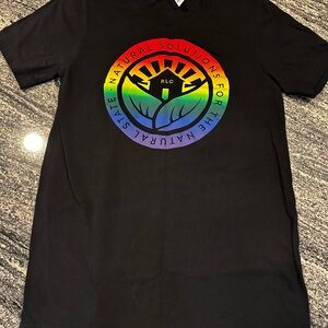 Bella Canvas Black Short Sleeve Tee with Rainbow Peace Design